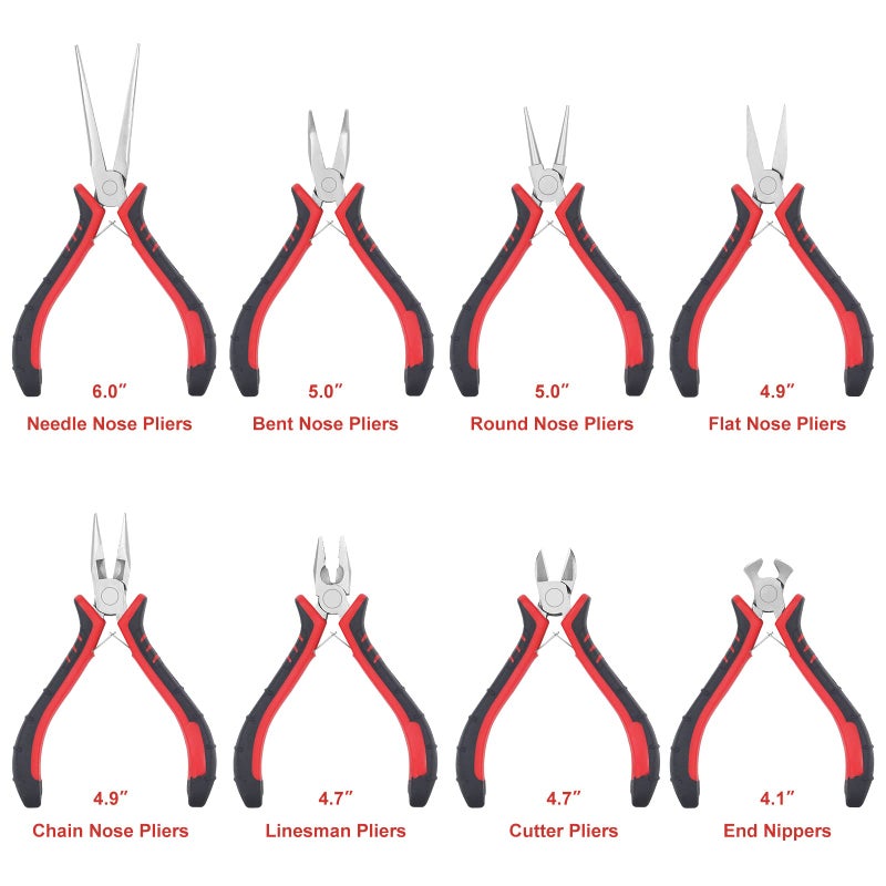 NEWACALOX Jewelry Pliers Sets Jewelers Making Tools Kit, Professional 8 piece Mini Wire Plier with Wood Holder for Beading, Crafting, Crimping, Cutting, Repair, Wrapping, Complete Quality for Adults Starter - Image 2